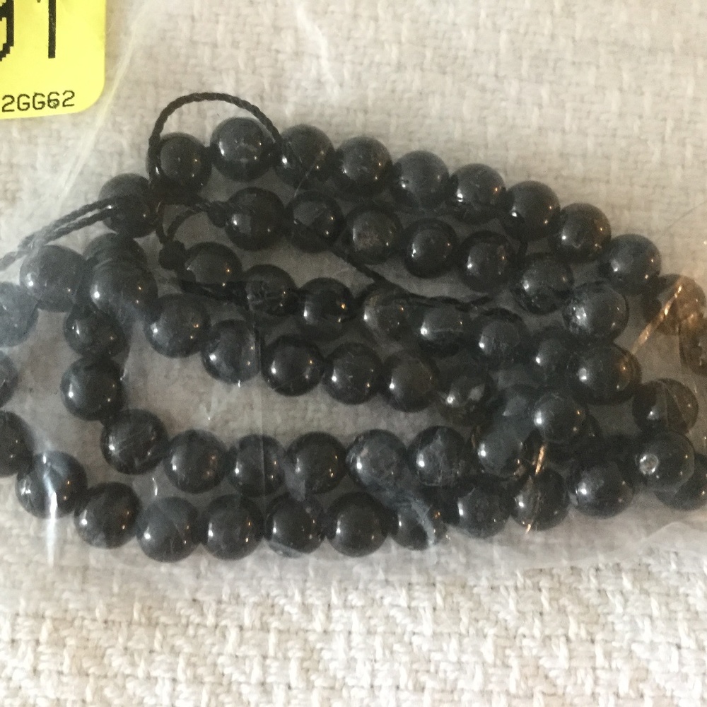 Vintage NEW Black Tourmaline Bead strand (natural) - 6 mm round